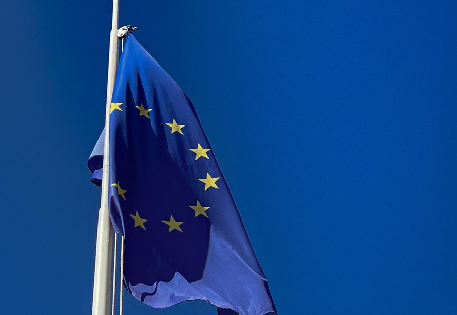 The European Union flag against a clear sky