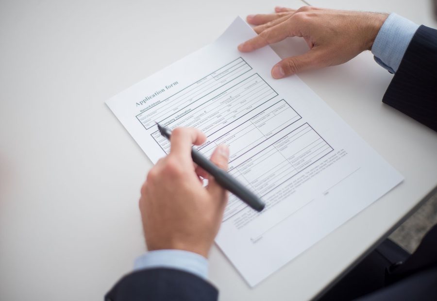 Completing a business registration application form